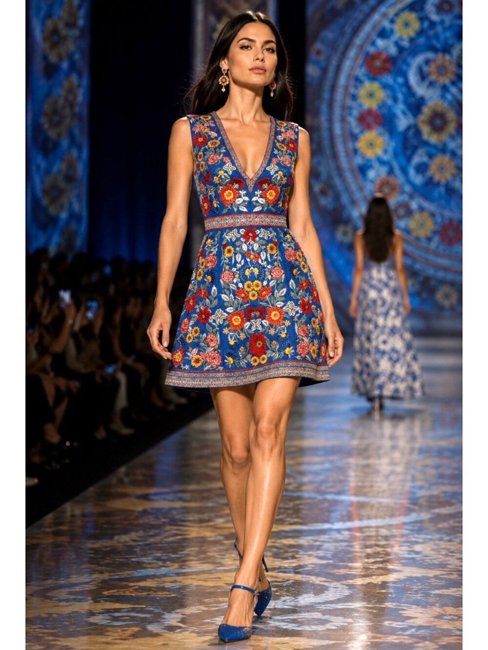 Alice + Olivia Patty Riviera Floral Embroidered A Line Mini Dress Size US 10 New